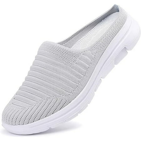 

Women s Knit Flats Half Drag Sneakers Slip On Mules Shoes Indoor Outdoor Comfort Casual Ladies Backless Walking Shoe