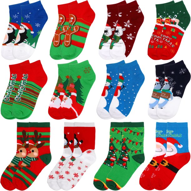 Toyvian 12 Pairs Chrismas Socks Advent Calendar Christmas Countdown Cotton  Socks Holiday Party Favors - Walmart.com