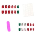 thumbnail image 6 of Short Christmas Press on Nails 24Pcs, Candy Cane Holly Spooky Fake Nails Set, Reusable False Nails for Holiday Party Daily Wear Women Girls, Christmas Nail Art, 6 of 7