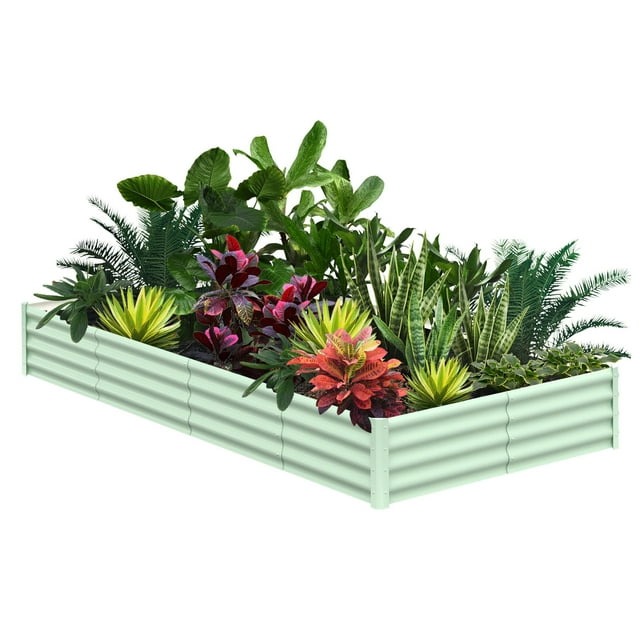 EDTara Galvanized Raised Garden Bed, Large Outdoor Planter Box with Open Base & Safety Edge, Rustproof Steel for Vegetables, Flowers, Herbs