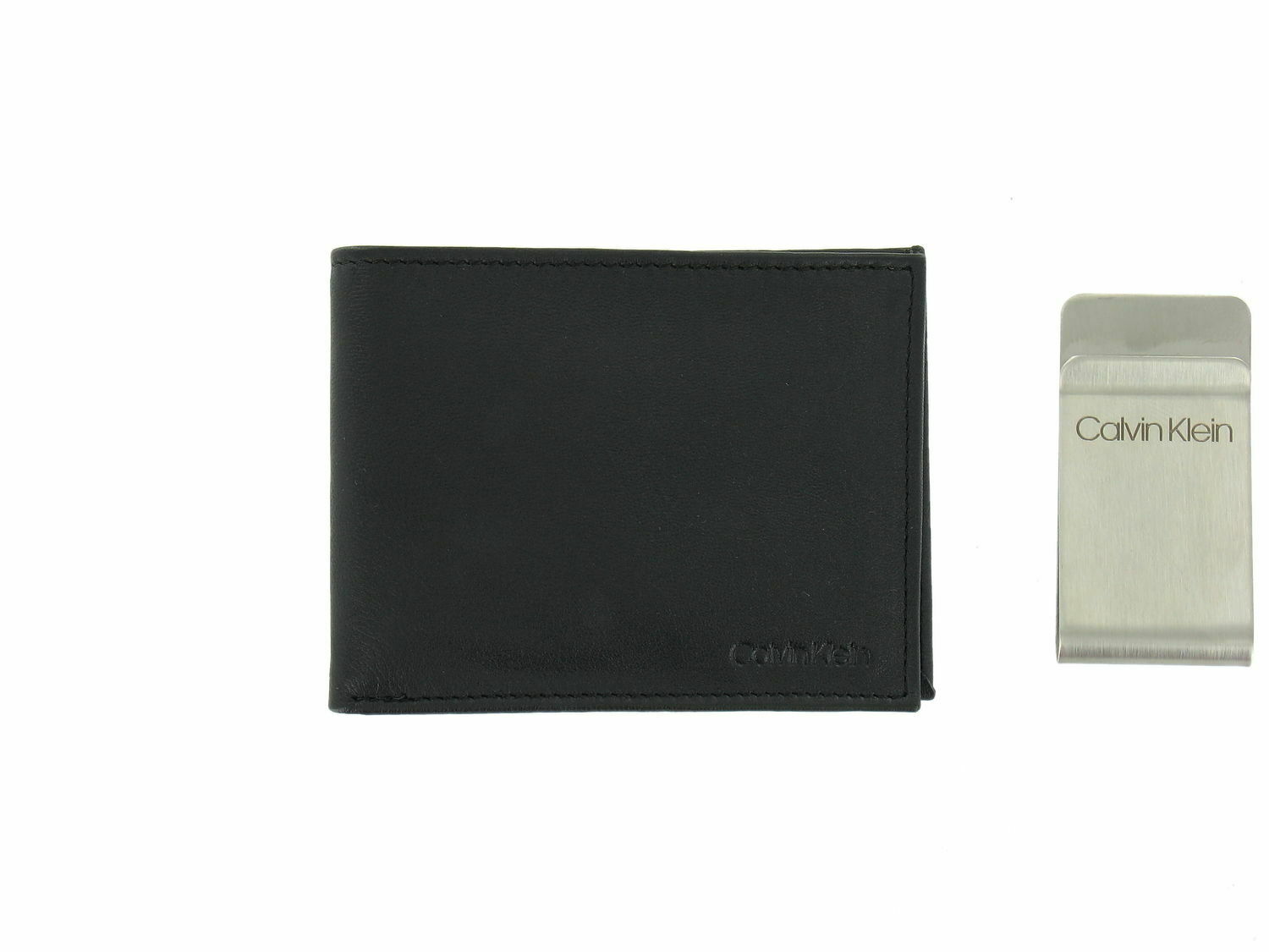 Calvin Klein Leather Card Case Wallet Money Clip Gift Set Black ...