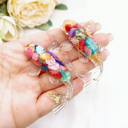 EOEMY Natural Quartz Crystal Crushed Stone Drops Glue Koi Mini Lucky Fish Resin Decor-Colorful Scallop Quartz EOEMY Natural Quartz Crystal Crushed Stone Drops Glue Koi Mini Lucky Fish Resin Decor-Colorful Scallop Quartz
