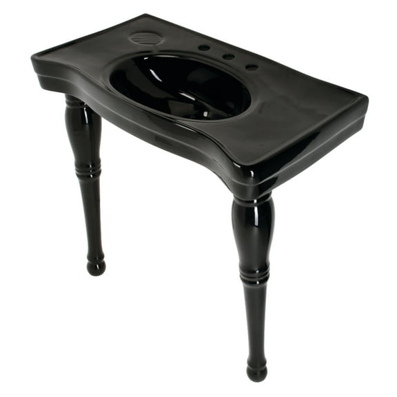 Kingston Brass VPB1368K Imperial 36" Ceramic Console Sink and Legs (8-Inch, 3-Hole), Black