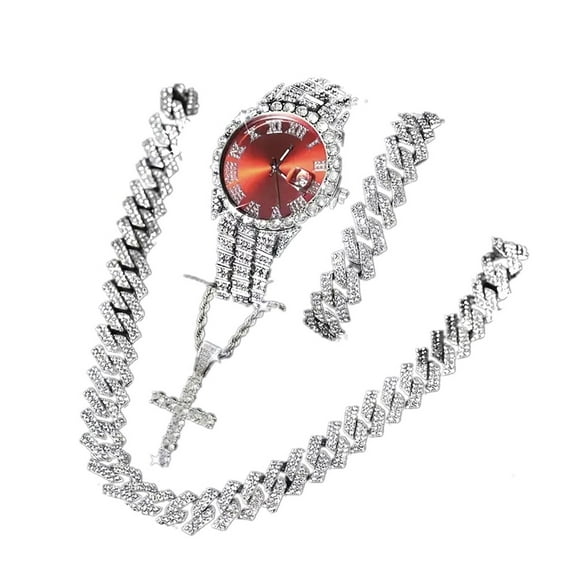 Giffor Jewelry For Men,Hip Hop Necklaces Set Of 3 Pieces And Set Of 4 Pieces, Men's Watch Set, Mayer Migu Necklace Bracelet Set, Men's Cross Necklace Set Gift Boyfriend