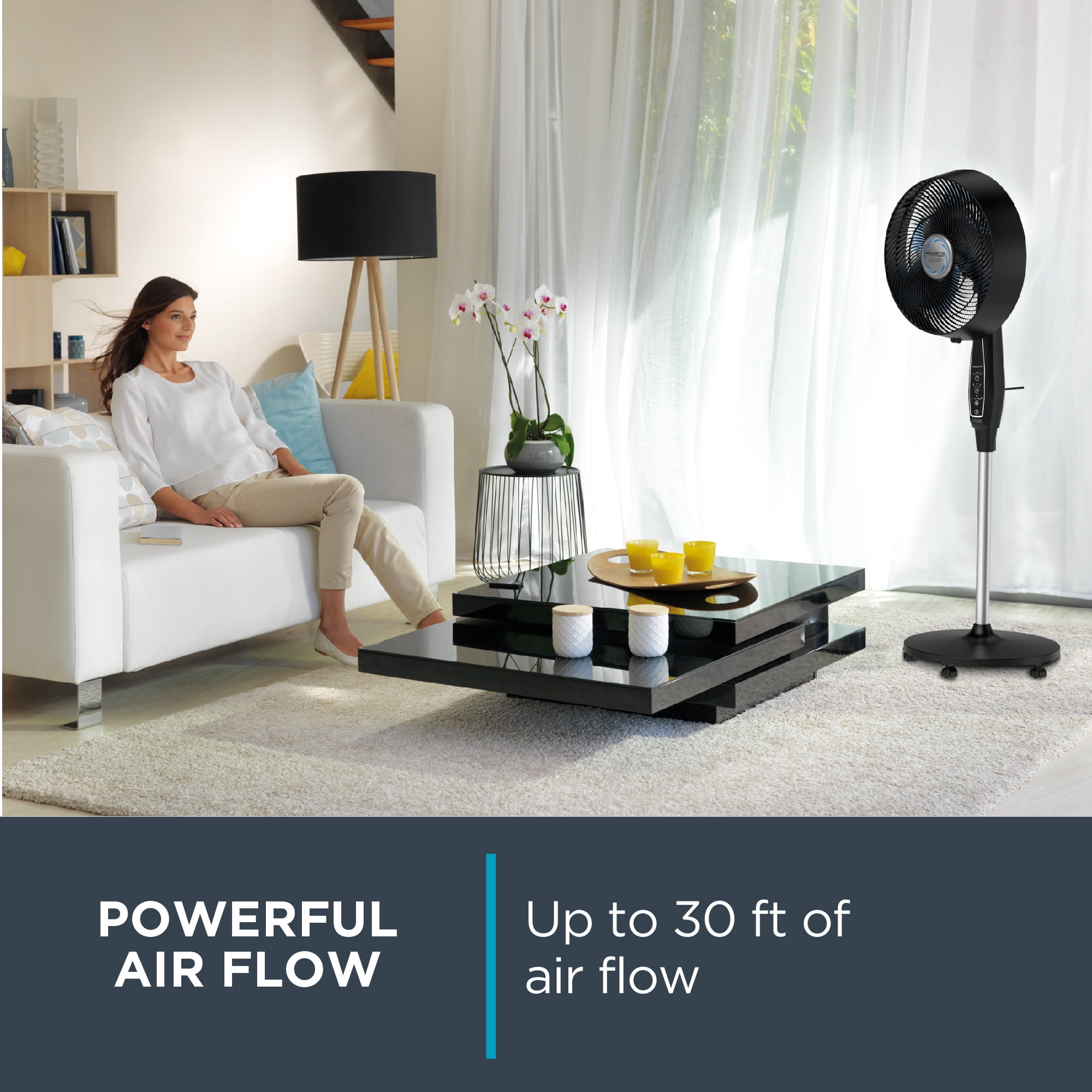 Rowenta Outdoor Extreme Fan, Portable and Weather Resistant, Black