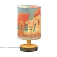 thumbnail image 2 of Dogs Sea Beach Sun Umbrella Table Lamp USB Bedside Desk Nightstand Lamp Printed Gifts Small Lamp Wood Base for Bedroom Living Room Kids Room College Dorm, 2 of 7