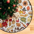 thumbnail image 5 of GZHJMY Thanksgiving Autumn Christmas Tree Mat, Round Christmas Tree Stand Mat Decoration for Holiday Party Home Christmas Day Ornaments Floor Door, 28.3", 5 of 6