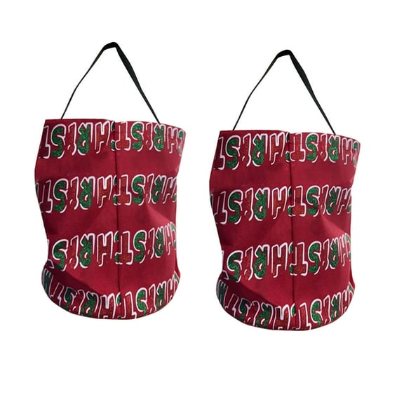 Halloween Candy Bag, Christmas Candy Tote, Reusable Snowman Treat Bags with Handles for Kids Party, Lightweight Portable 10x18 Inch Holiday Goodie Storage Bucket, Durable Polyester Gift Basket