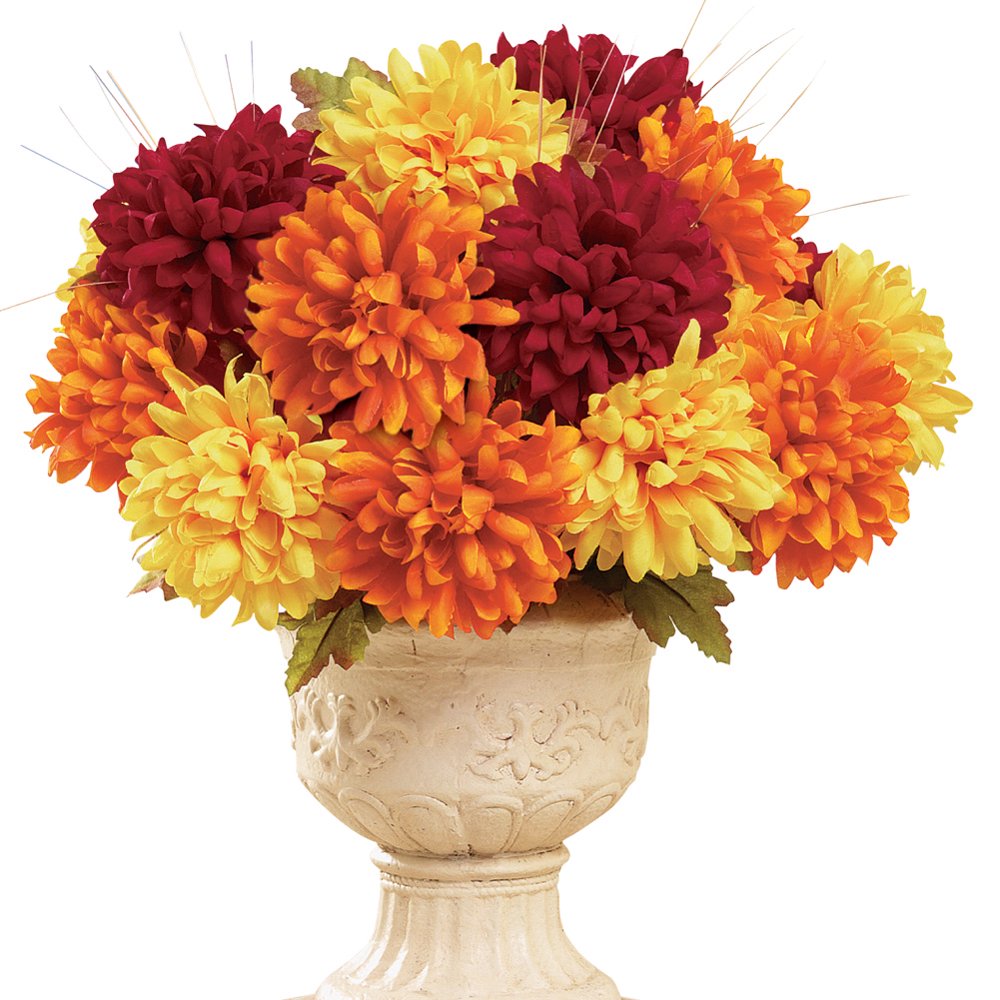 Collections Etc Autumn Multicolored Faux Mum Bushes Set of 3