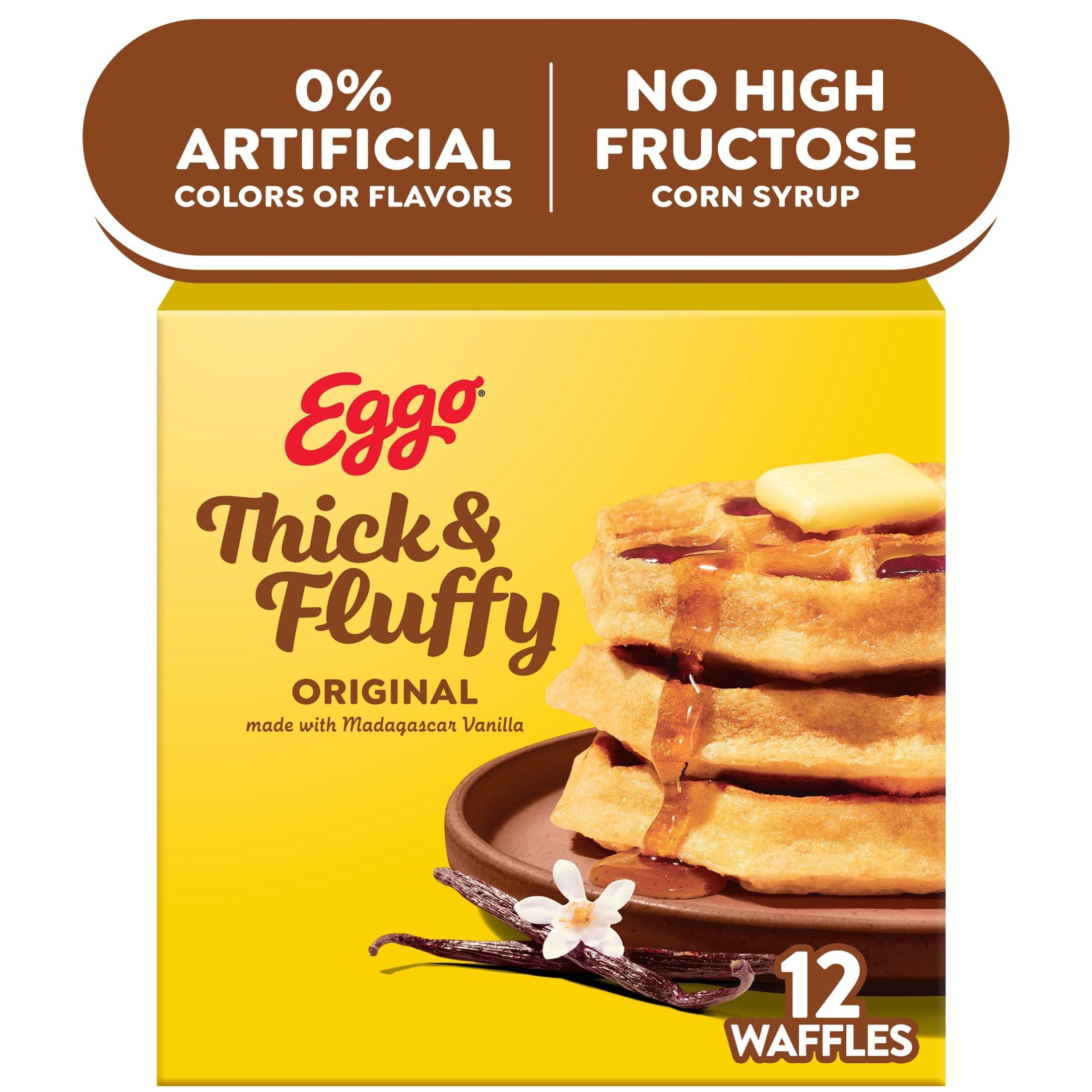 Eggo Thick and Fluffy Original Waffles, Breakfast Food, 23.2 oz, 12 Count (Frozen)