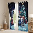 thumbnail image 3 of Homewish Gothic Skeleton Skull Black Out Curtains, Mystic Christmas Eve Curtains Pack of 2 (42x63 Each), Cartoon Xms Tree Bedroom Curtains, Black Out Curtains Room Decor, 3 of 6
