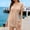 Khaki, variant on Women's Floral Pineapple Print V-Neck Beach Cover-Up Dress for Vacation and Summer