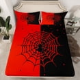thumbnail image 2 of Manfei Boys Happy Halloween Twin Sheet Sets,Spider Webs Twin Fitted Sheet,Red Black Flat Sheet For Teens,Ultra Soft Home Decor,3-Piece, 2 of 7
