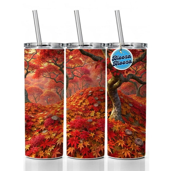 Beautiful Autumn Fall Leaves 20oz Insulated Water Bottle Skinny Tumbler Includes Straw