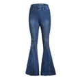 thumbnail image 1 of Pantalones Vaquero Acampanados Jeans de Mezclilla cinturo Elástica con Bolsillos de Baile para Mujer S, 1 of 8