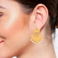 thumbnail image 3 of Efulgenz Indian Traditional Earrings for Women Peach Color Wedding Floral Crystal Kundan Dangle Earrings Faux Pearl Drop Dangling Earrings for Women, 3 of 5