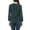 thumbnail image 3 of INSPIRE CHIC Women's Dots Printed Point Collar Button Down Shirt Blouse Dark Green S, 3 of 6
