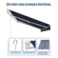 thumbnail image 2 of 10'x8' Retractable Awning, Waterproof Patio Awning, Sun Shade Awning with Manual Crank Handle, Aluminum Frame, 280 g/㎡ Polyester Fabric, for Deck, Porch, Balcony, Blue, 2 of 7