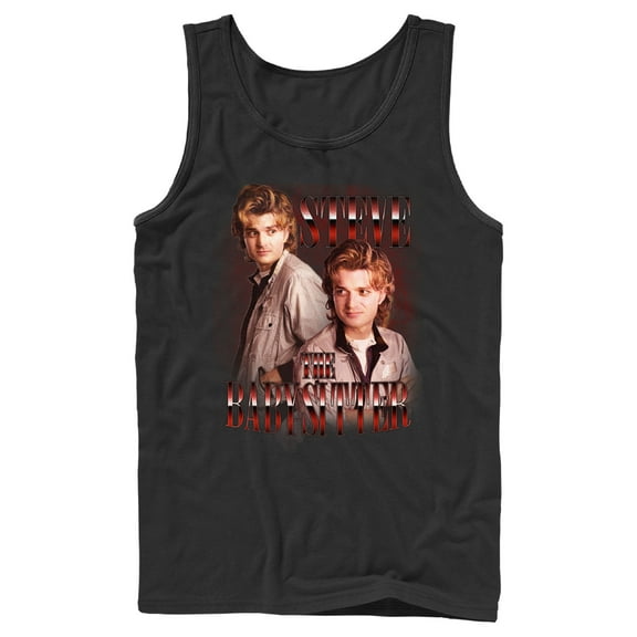Netflix Men's Stranger Things Steve The Babysitter Tank Top Navy Blue Medium