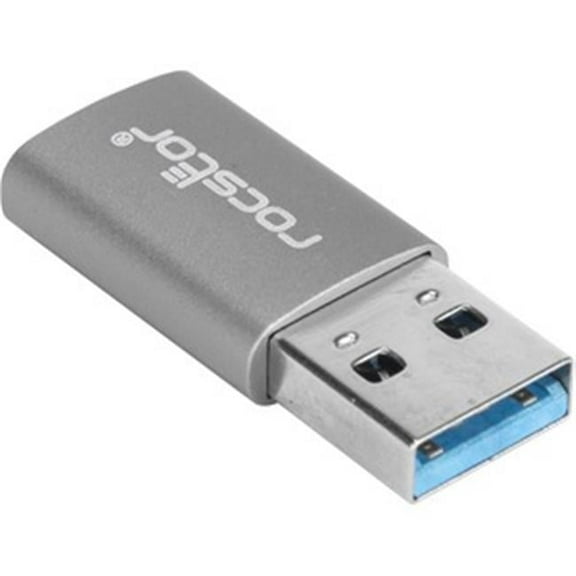 Rocstor USB Male to USB C Female Adapter USB 3.0 Type-A Male USB Type-C, Grey