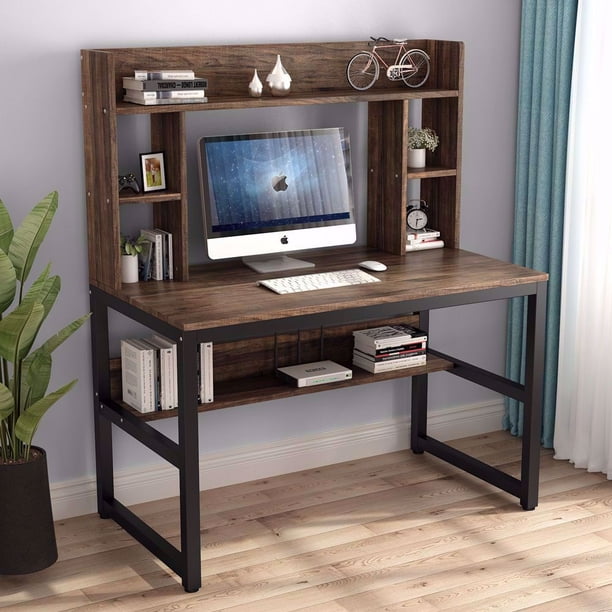 I think the piece was not to difficult to assemble. tribesigns computer desk with hutch modern writing desk with storage shelves office desk study table gaming desk workstation for home office