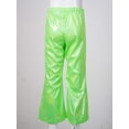 thumbnail image 5 of Haitryli Kids Girls Boys Stage Performance Shiny Flared Pants Elastic Waistband Bronzing Bell Bottom Pants Fluorescent Green 7-8, 5 of 7