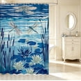 thumbnail image 2 of Erosebridal Retro Dragonfly Shower Curtain 72Wx72L,Cartoon Flower Bathroom Curtain,Blue White, 2 of 5