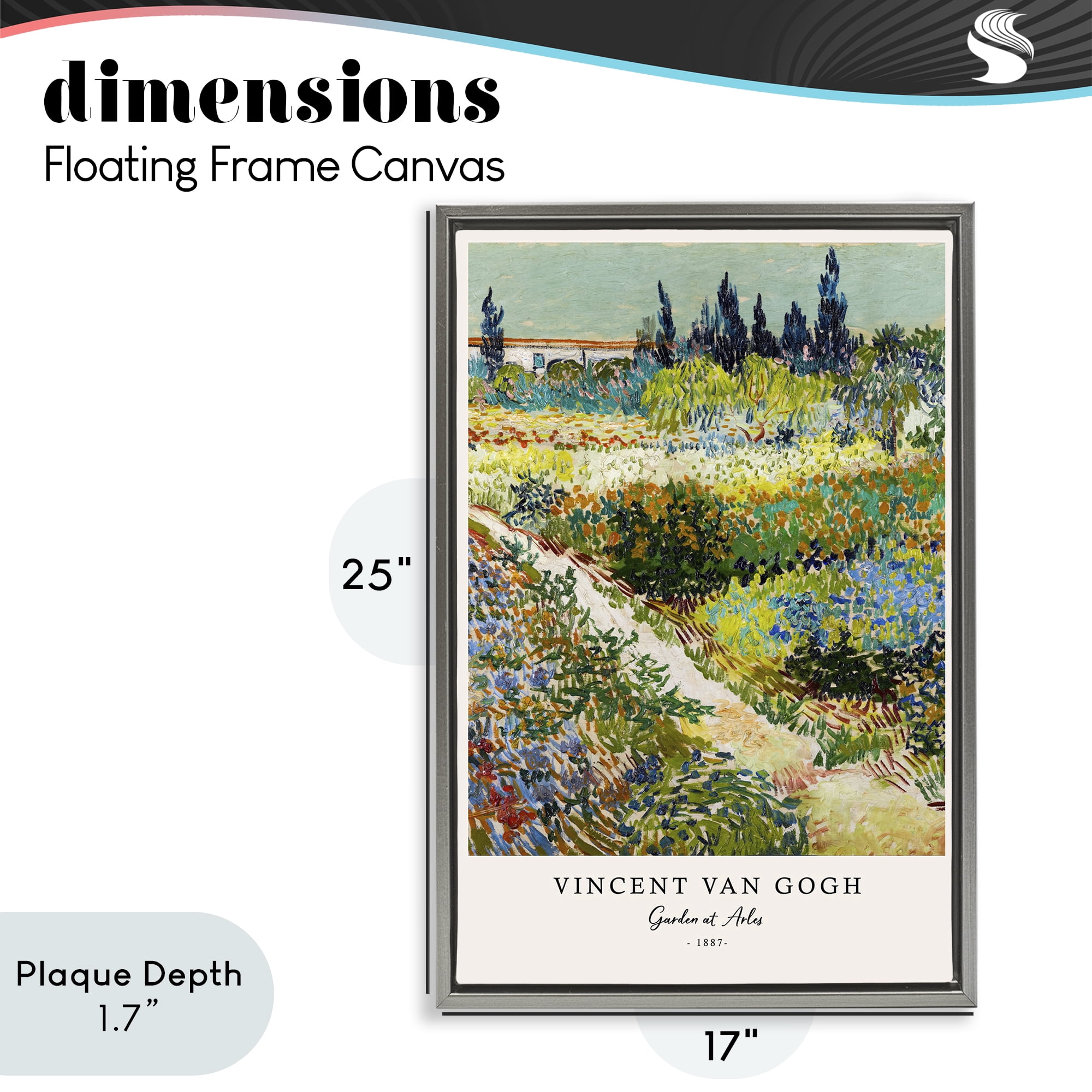Stupell Industries Classic Garden At Arles Gray Framed Floater Canvas Wall Art, design by Vintage Hustle