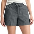 thumbnail image 3 of Plus Size Women's Solid Lightweight Drawstring Casual High Waist Hiking Shorts Summer Workout Shorts With Pockets, Polyester | UKHCCC,Dark Gray 3XL, 3 of 9