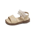 thumbnail image 6 of Ymyiu Girls' Sandals Girls Sandals Open Toe Kids Summer Flat Sandals with Zipper Fashion Dress Flower Shoes for Party Size 9 (Yellow,Toddler 9), 6 of 8