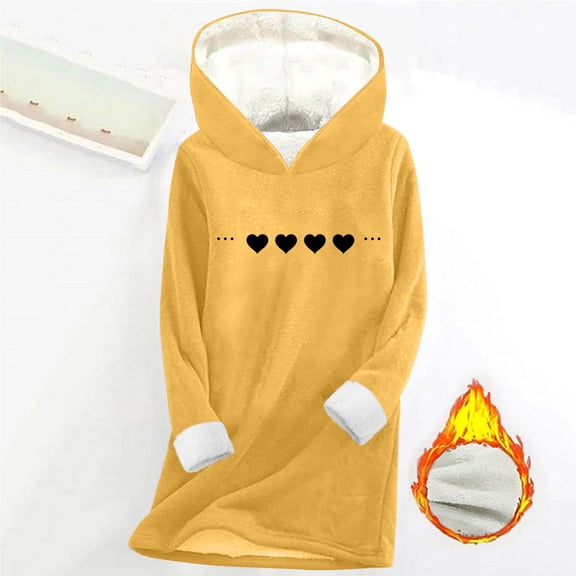 Zedker Women'S Plus Size Pullover Hoodies Long Sleeve, Fall Printed Plus Fleece Going Out Tops For Women, Cozy Warm Casual Blouse,Yellow,XXXL