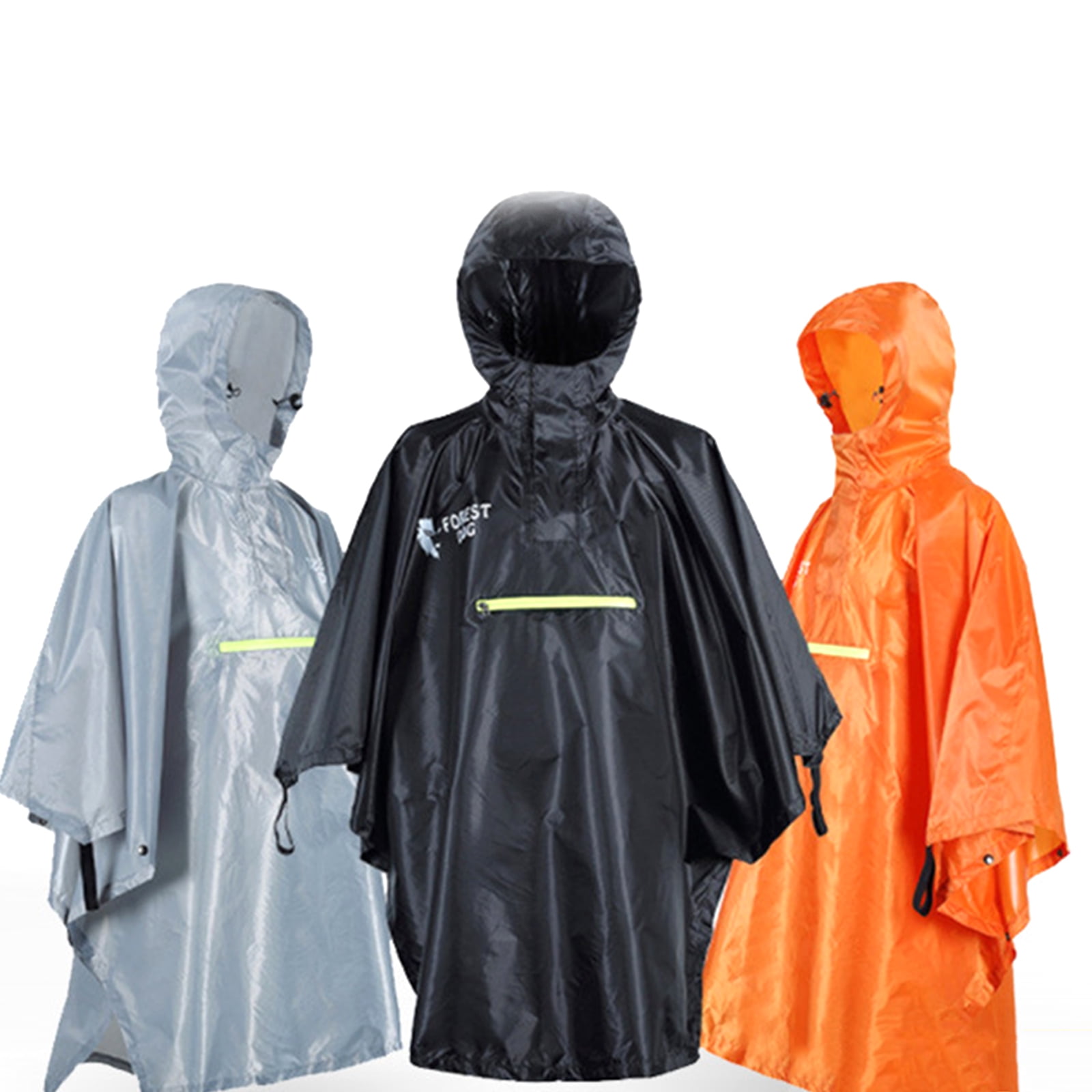 Men Women Raincoat Lightweight Cycling Poncho Hooded Rainwear for