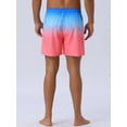 thumbnail image 3 of DARING DIVA Men's Contrast Color Gradient Summer Drawstring Beach Shorts 30 Blue Red, 3 of 6