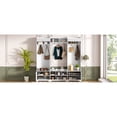 thumbnail image 5 of Miekor Furniture 79.1"Wide Modern Hall Tree with Shoe Storage, 4-in-1 Entryway Bench with 8 Cubbies, 7 Coat Hooks & Adjustable Shelf for Hallway, living room, White No7235, 5 of 9