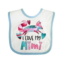 Inktastic I Love My Mimi Pink and Blue Fox with Hearts Boys or Girls Baby Bib
