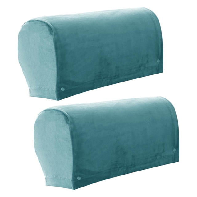 Abbracc Thick Sofa Armrest Covers Arm Covers Solid Soft Slipcovers with Pins Non Slip Armrest Protector Washable Detachable blue