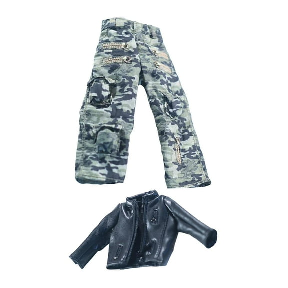 1/12 Scale Figure Doll Clothes Miniature Jacket and Pants with Zip Male Figure Accessories Full Suit for 6" Male Action Figure