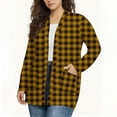thumbnail image 2 of Hueook Pink Plaid Shirt Womens Flannel Shirt Fashion Women's Casual Long Sleeve Plus Size Over SIze Top Blouse Ladies Pocket Cardigan Yellow 3X, 2 of 5
