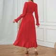 thumbnail image 5 of IROINNID Maxi Dress for Women Strapless V-Neck Wrap Dress Sexy Vintage V Neck Long Sleeve Solid Dresses Clearance,Red, 5 of 8