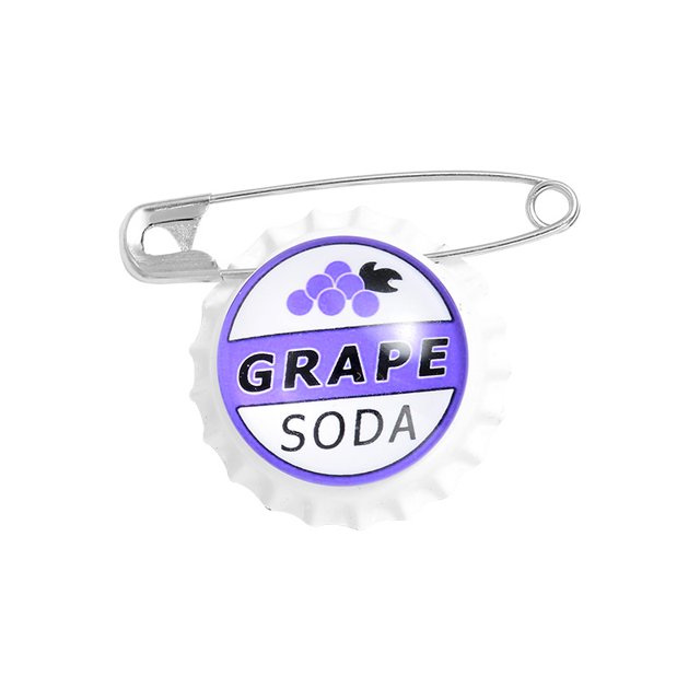Broche de mezclilla con clip de papel y tapa de refresco de uva Broche de mochila con clip creativo
