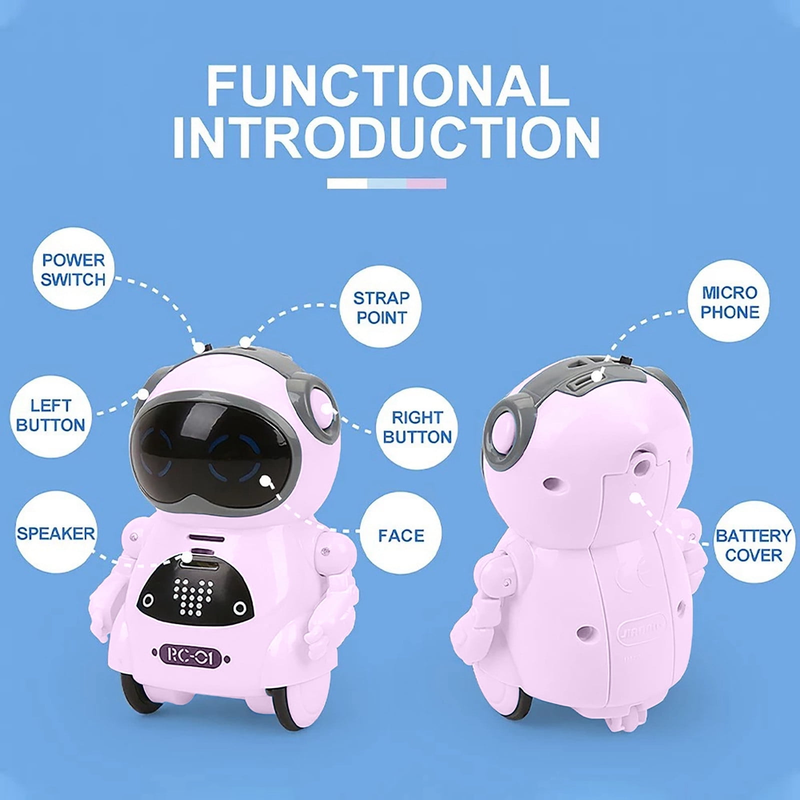 CQCYD Interactive Talking Robot forKids, Voice Recognition RC RobotToy, Mini Pocket Robot with Singing Dancing Storytelling Functions, Educational SmartToyGift for BoysGirls