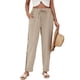 thumbnail image 2 of Pantalones de con Cordón Ajustable para Mujer, Pantalones de Playa de Verano con Cintura Elástica. Caqui S, 2 of 10