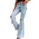 thumbnail image 5 of Pantalones vaqueros rasgados azules para mujer, Jeans de cintura alta con abertura, pantalones de mezclilla holgados informales, moda urbana, otoño, 5 of 5