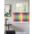 thumbnail image 3 of Colorful Plaid Tier Curtains 24 Inch Length,Sheer Curtains for Bedroom Living Room,Modern Chic Rainbow Gradient Striped Rod Pocket Voile Drapes Kitchen Curtains Small Half Window 27.5"x24" 2 Panels, 3 of 7
