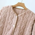 thumbnail image 6 of NAFUU Womens Fuzzy Pajamas Tops Winter Warm Coats Long Sleeve Button Down Sleepwear Shirts Thick Plush House Coats Cozy Flannel Outerwear Fashion Sleepwear, 6 of 8