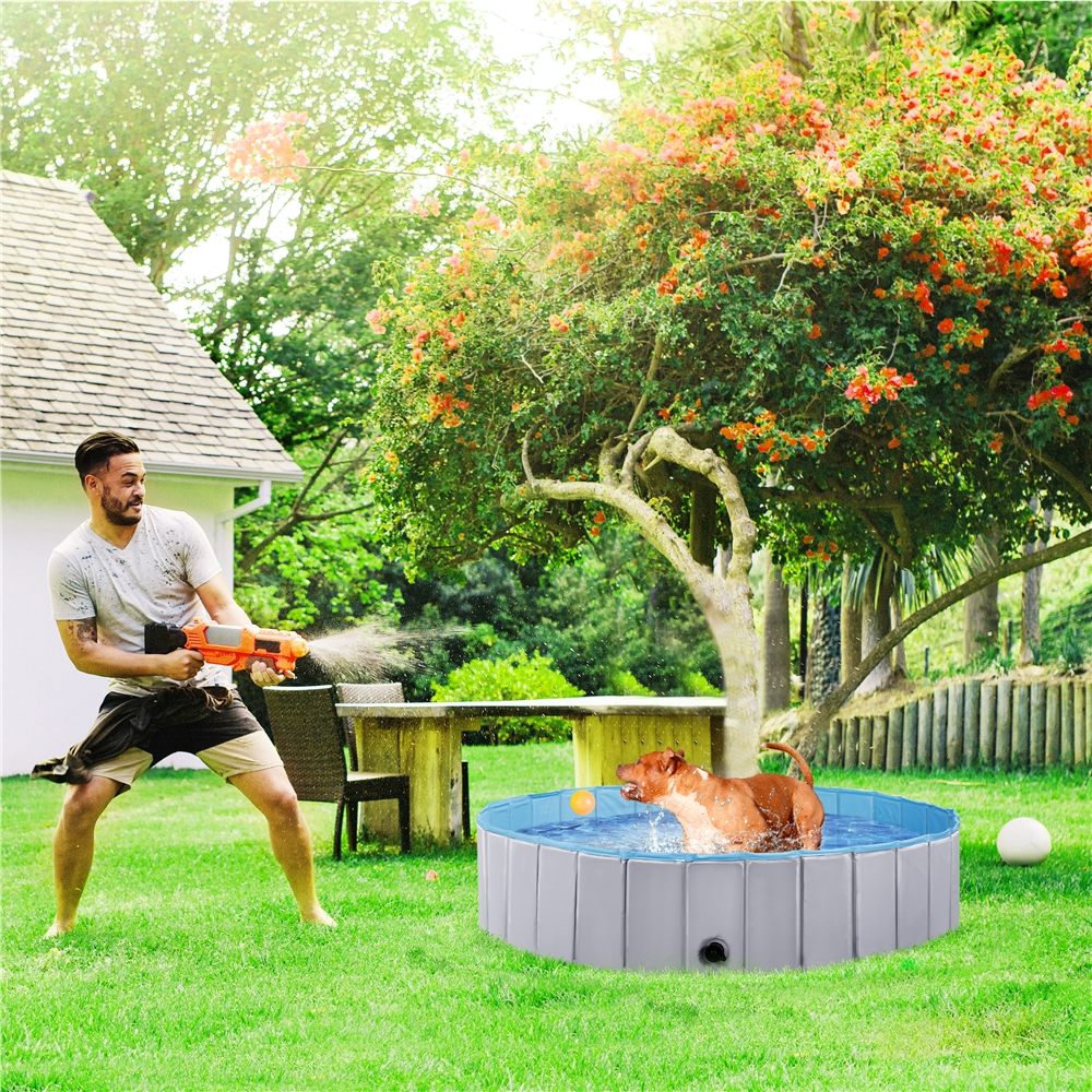 Foldable Pet Swimming Pool for Garden/Beach/Yard/Home, XL 55 inch, Gray
