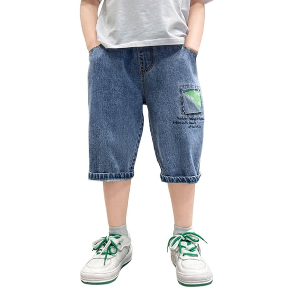 Byoo Drawstring Cargo Shorts for Kids Solid Loose Fit Casual Shorts Outdoor Bottoms,Blue