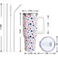 thumbnail image 3 of 4th of July 40oz Tumbler - Stainless Steel Insulated Cup with Handle & Straw, Patriotic Red White Blue Stars Gift for Women and Men, 3 of 6