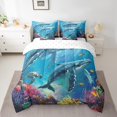 thumbnail image 2 of Blue Sea Whale Comforter Set Twin 7 Piece Ocean Marine Life Animal Bed in a Bag,Nautical Decor Bedding Sets (1 Comforter,1 Fitted Sheet,1 Flat Sheet,2 Pillowcases,2 Throw Pillow Covers), 2 of 4