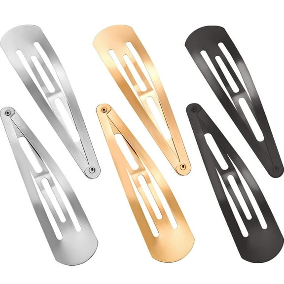 6 Pieces Large Metal Snap Hair Clips No Slip Hair Barrettes Girls Women Hair Accessories (Gold, Silver, Black)